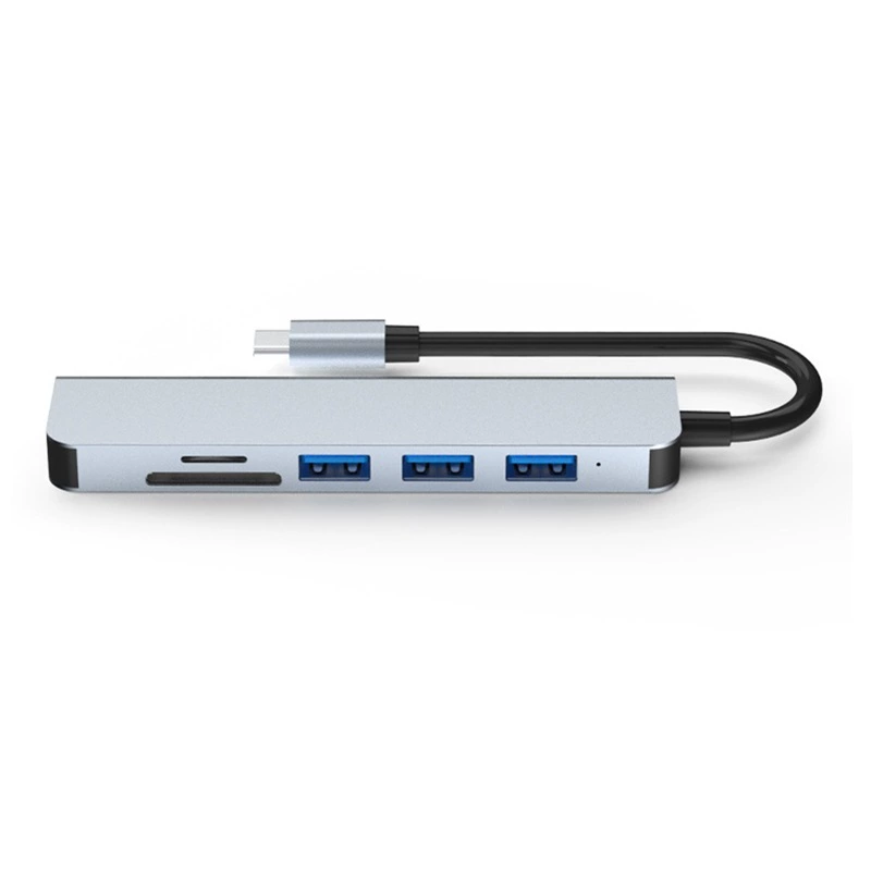 Алюминиевый корпус Type-C на HDMI/USB/TF/SD шести-в-одном многофункциональный хаб-расширитель для ноутбука