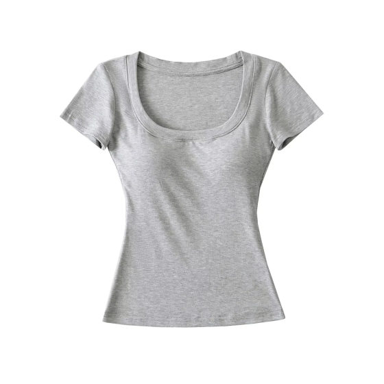 Cartoon Exterior Exterior Expanded Shoulder T-shirt Summer Vest Women's European and American-style Small Chest Large Short-sleeved Top with Chest Pad