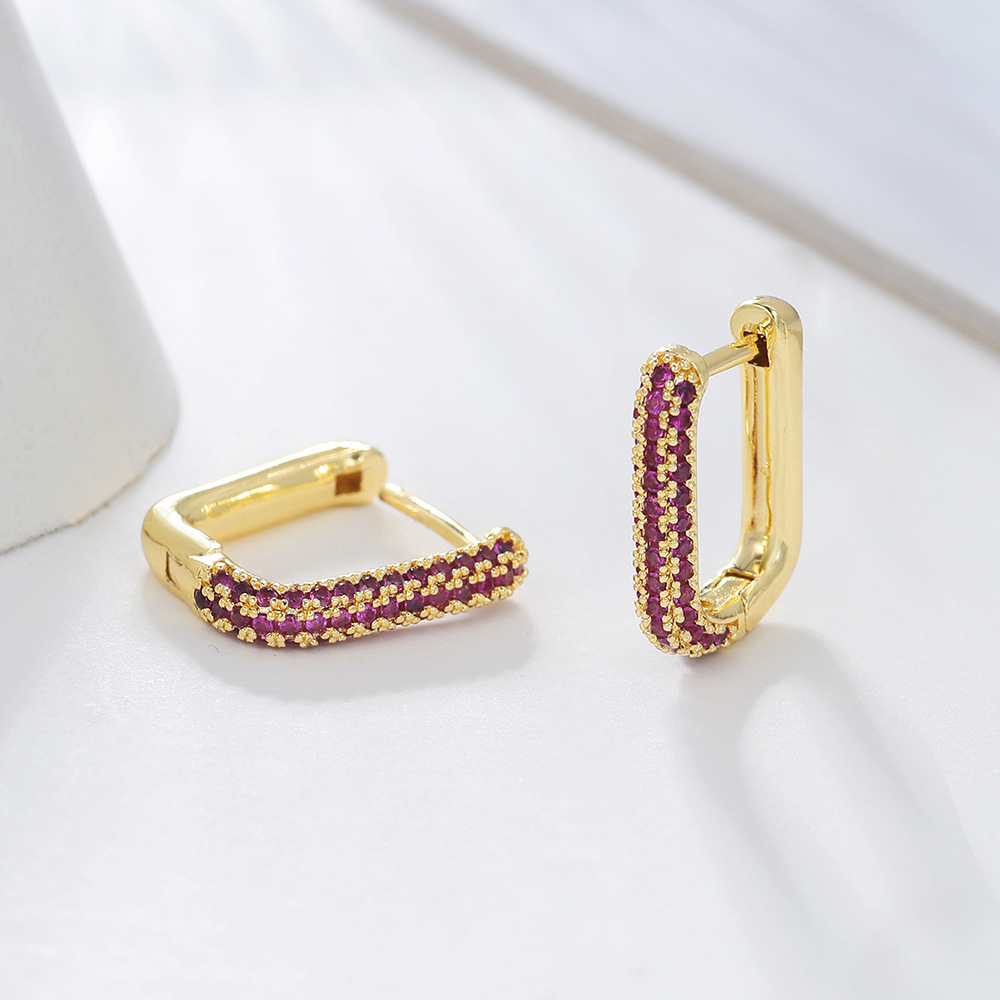 Fashion U Shape Copper Plating Zircon Earrings 1 Pair