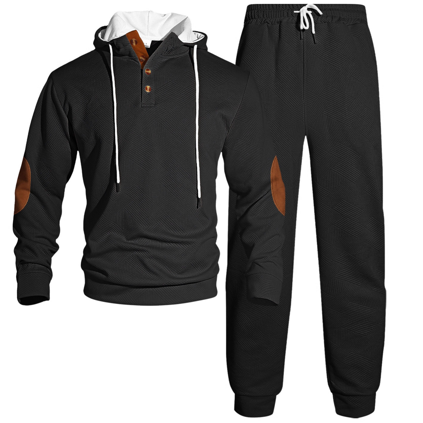 26 transfronterizos otoño y invierno hombres europeos y estadounidenses amazonas dos piezas Jacquard callejera moda casual deportiva con capuz