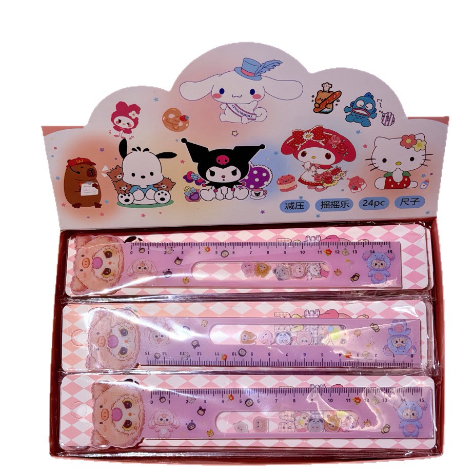 Nuevos productos interesantes reglas de música de rotación reglas acrílicas de tres años creativas de reducción de presión de papelería para estudiantes de aprendizaje papelería