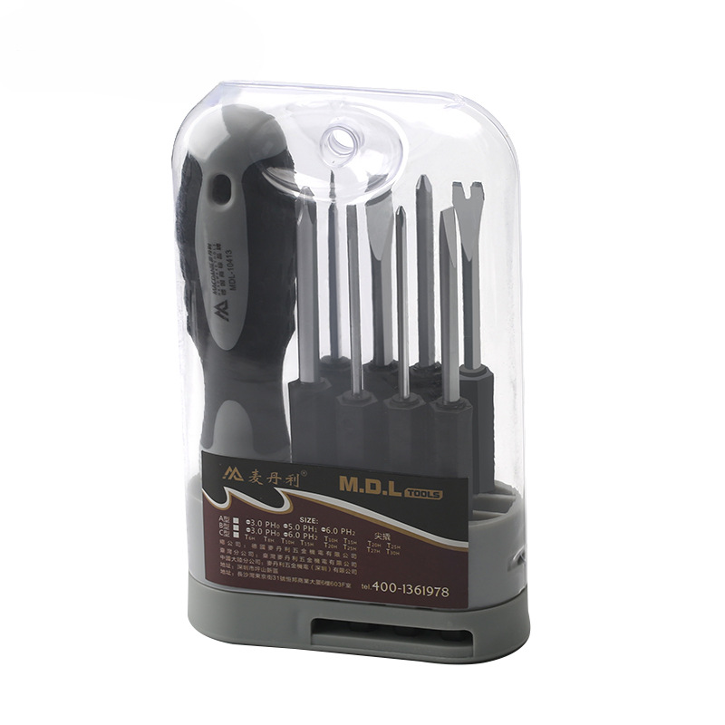 Combinación de destornillador especial para herramienta doméstica multifuncional con cabeza de reemplazo tipo cruz en forma de un