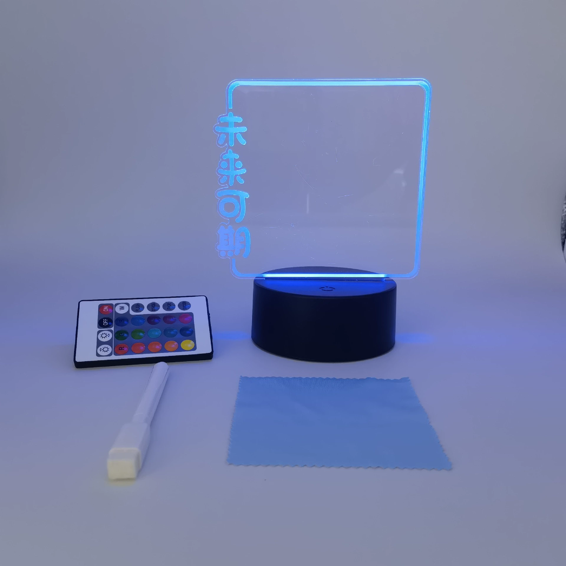 3D ночная лампа с пультом дистанционного управления, USB 4W, акриловая панель и база ABS, черная или белая