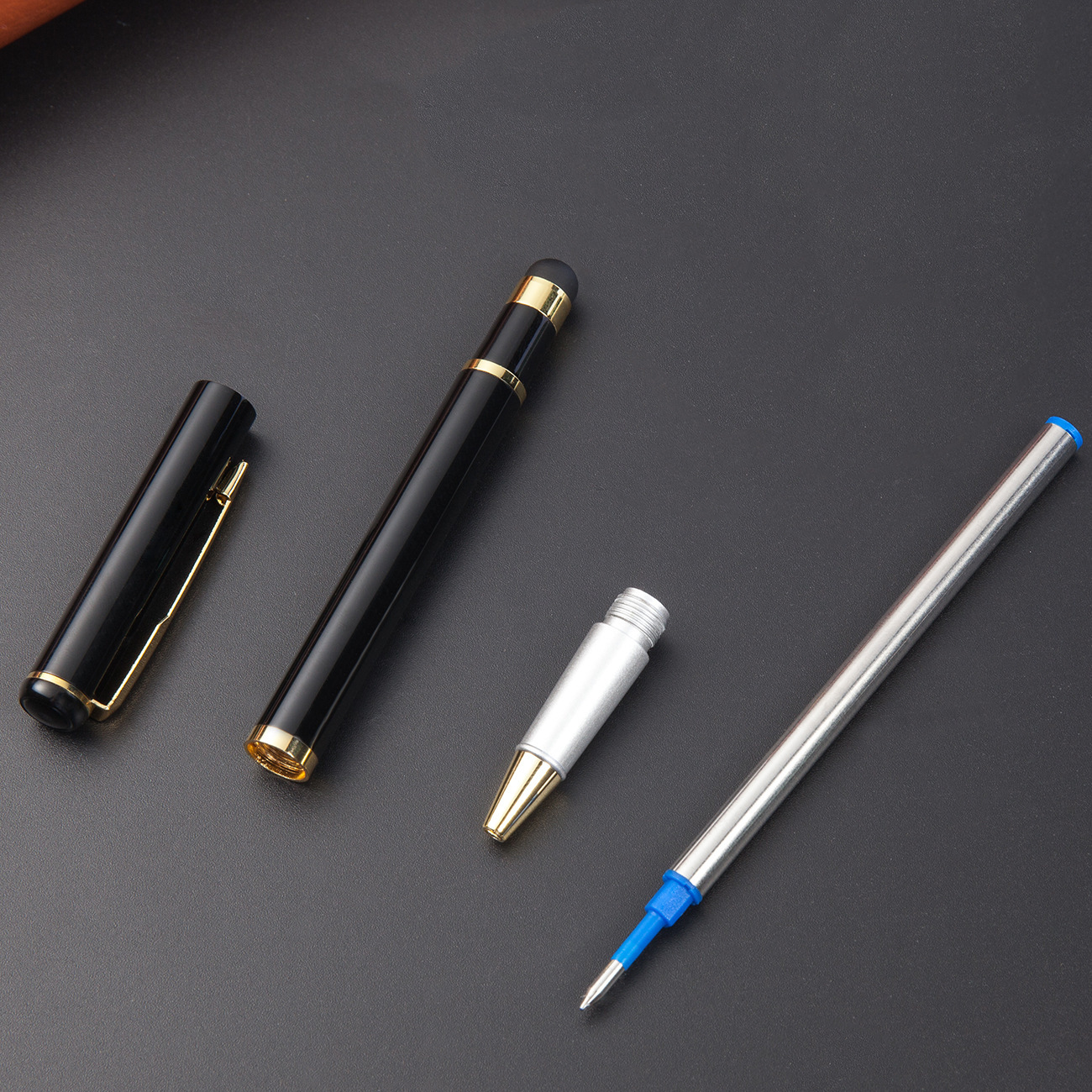 Pantalla táctil pluma de firma comercial metal lápiz de pantalla táctil pluma de agua pluma mayorista transfronteriza puede imprimir logotipo adicional