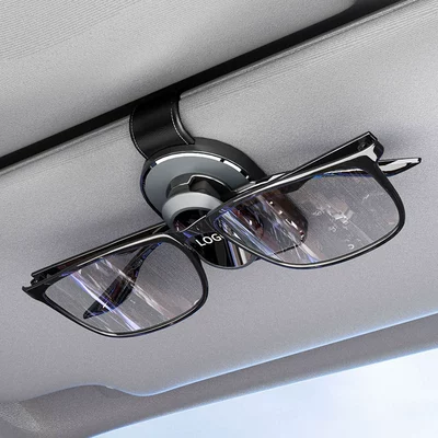Car Glasses Clip/Bill Clip Multifunctional Leather Car Sun Visor - b4-gray