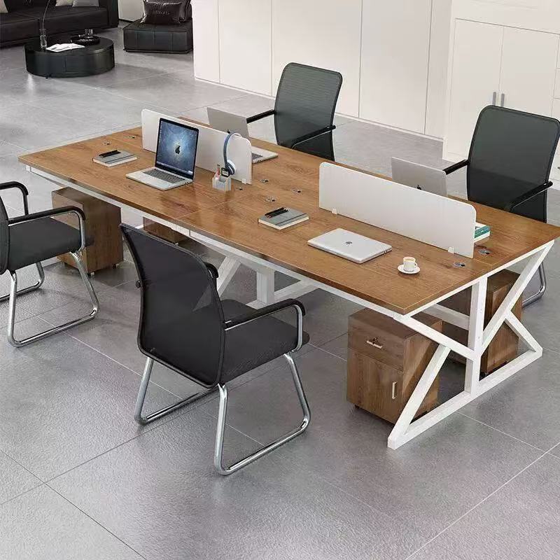 Thickened Long Table for 2/4/6 People, Office Computer Desk and Chair Set, Executive and Staff Multi-Person Office Desk