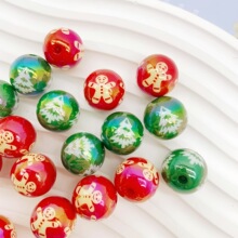 UV炫彩圣诞树姜饼人亚克力圆珠 DIY手机链饰品配件串珠笔装饰串珠