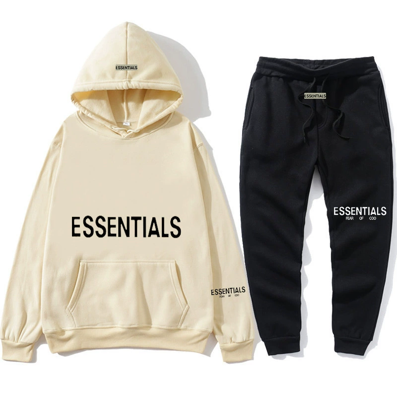 Essentials 8 сезон Мужской и женский костюм Модные брендовые буквы CHRISTIA High Street Свободный костюм на флисовой подкладке FEAROFGOD