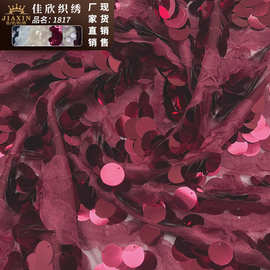新款布料-涤网18m吊片+雪纺W型扇子面料时装礼服时尚服装亮片