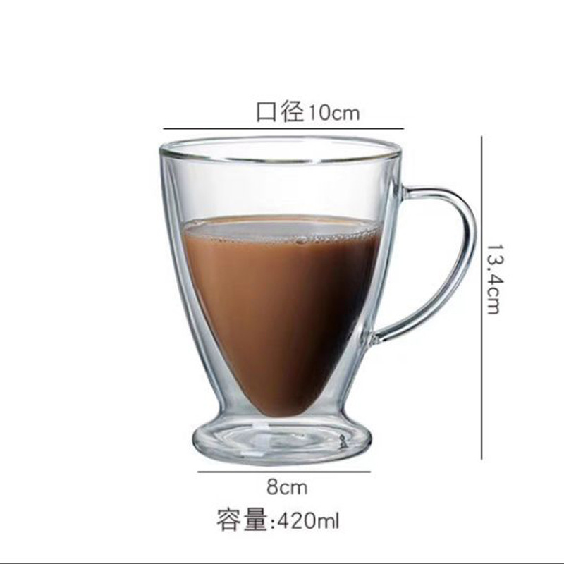 Vidrio de borosilicato doble capa con taza de desayuno creativa Taza de leche con mango Taza subred taza de helado de fruta roja