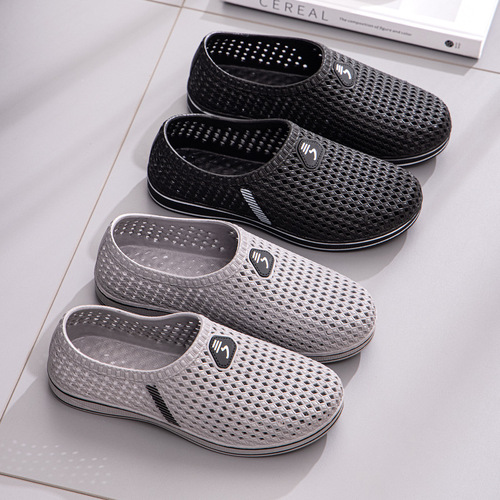 Hole shoes Korean style sandals for men, thick sole anti-slip travel rafting breathable casual men's beach shoes lazy shoes wholesale