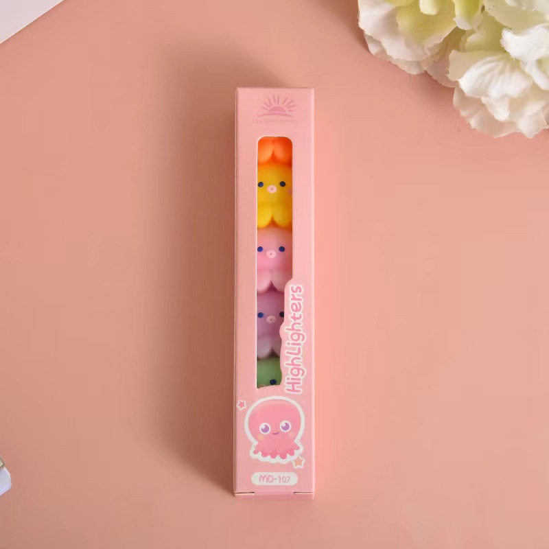 Pulpo creativo en forma de pulpo resaltador estudiante clave de marcado pluma de color chica regalo Diario pluma