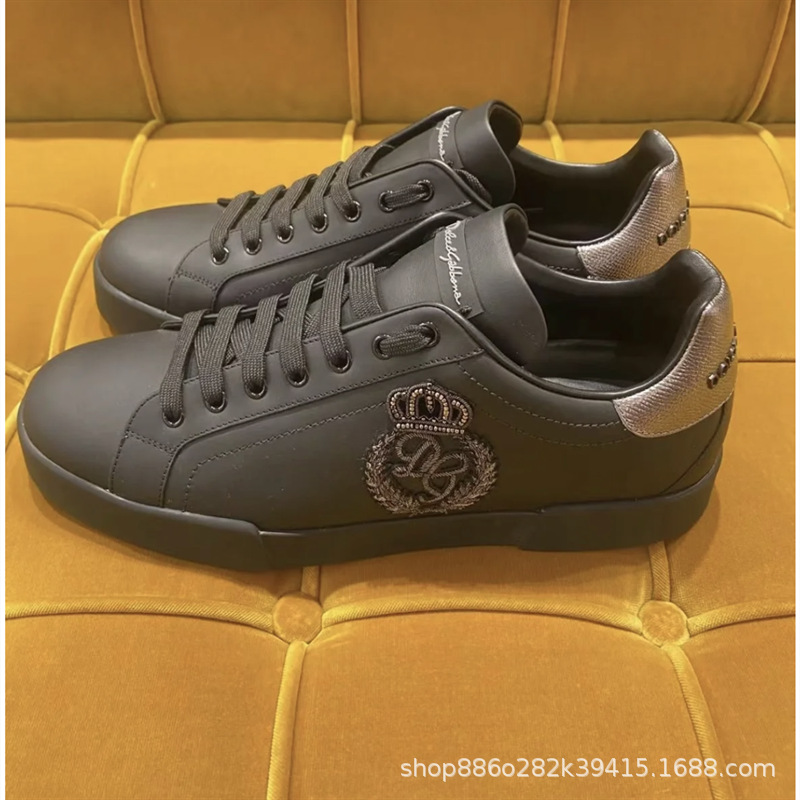 De gama alta de lujo D de cuero genuino de los hombres de moda DG deportes zapatillas de deporte casuales zapatos bajos de los hombres de comercio exterior zapatos de cuero de las mujeres de moda