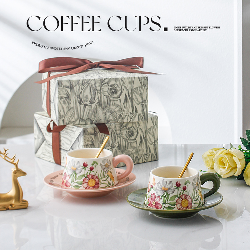 Girasol taza de café regalo souvenirs diseñador cooperación evento del día del maestro regalo pintura retro flor taza y platillo