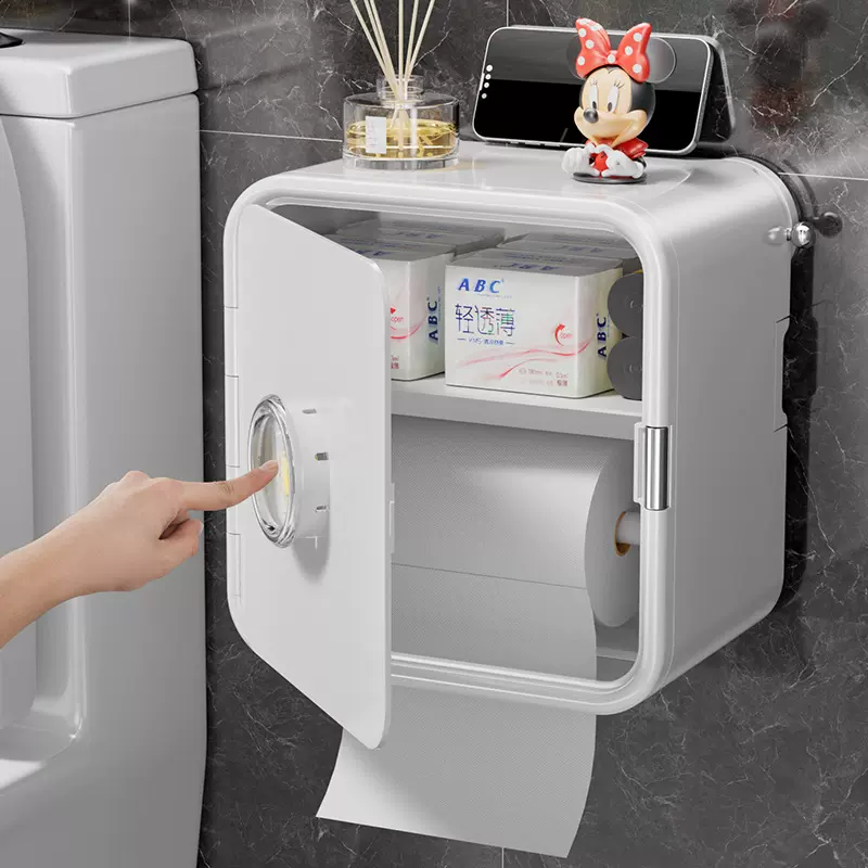 卫生间纸巾盒厕所免打孔壁挂防水抽纸盒创意轻奢高级感卷纸置物架