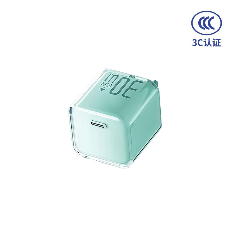 Fábrica de nuevo PD30W cristal de hielo permeable nitruro de gallio para Huawei Apple 17 cable de datos cabeza de cargador rápido de teléfono móvil