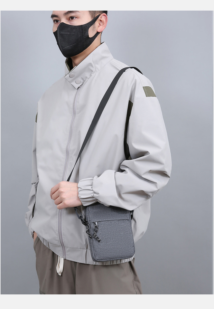 Basic, Classic Style Style Men's Solid Color Oxford Cloth Zipper Crossbody Bag
