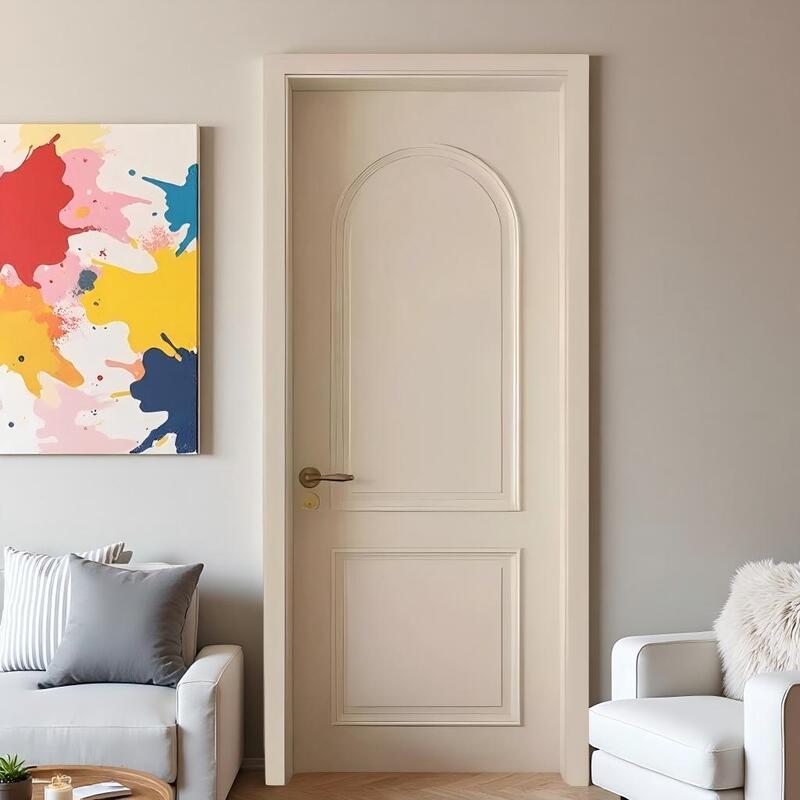 Full Set of French-Style Doors with Installation Included, Solid Wood Composite Lacquered Doors, Interior Bedroom Door Set, Single Door Wooden Door for Room Full Set of French-Style Doors with Installation Included, Solid Wood Composite Lacquered Doors, Interior Bedroom Door Set, Single Door Wooden Door for Room
