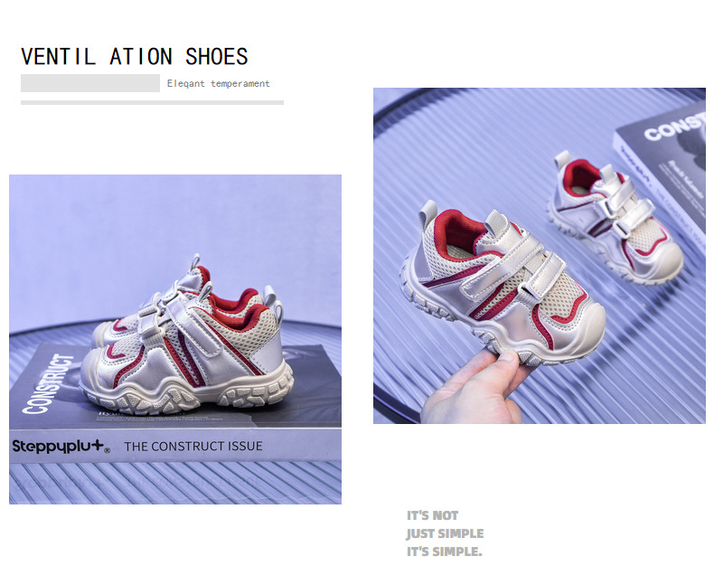 Chunky sneakers för barn luftig mesh med halkfri sula_voghion.com