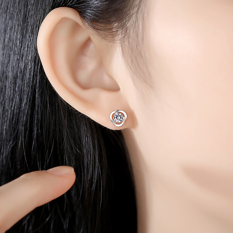 Pendientes de la suerte de trébol de plata esterlina S925