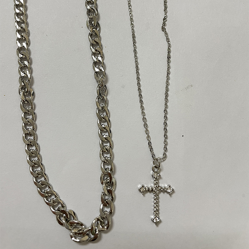 1 Set Fashion Cross Alloy Inlay Artificial Diamond Womenu0027S Earrings Necklace