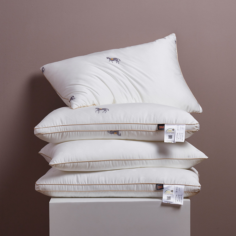 高端天丝抗菌枕芯大豆蛋白纤维酒店成人柔软枕头植绣剪花枕芯|ms