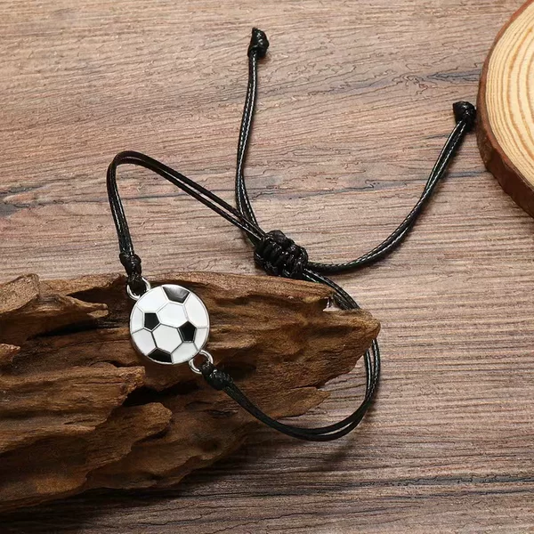 Cross-border Hot Sale Drops of Oil Football Basketball Braided Bracelet Wax Line Basketball Football Team Fans Party Gift Hand