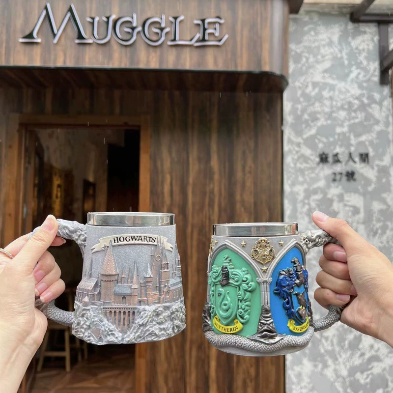 Mug (Harry Potter) stainless steel inner, college crest design, personalized collectible cup