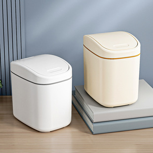 Desktop plastic rocking cover trash can household table small size mini trash can Creative European living room paper basket with lid
