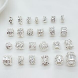 Ancient Silver Micro-Paved Zircon Wheel Spacer Beads Bracelet Necklace Spacer Large Hole Beads DIY Handmade Beading Accessories
