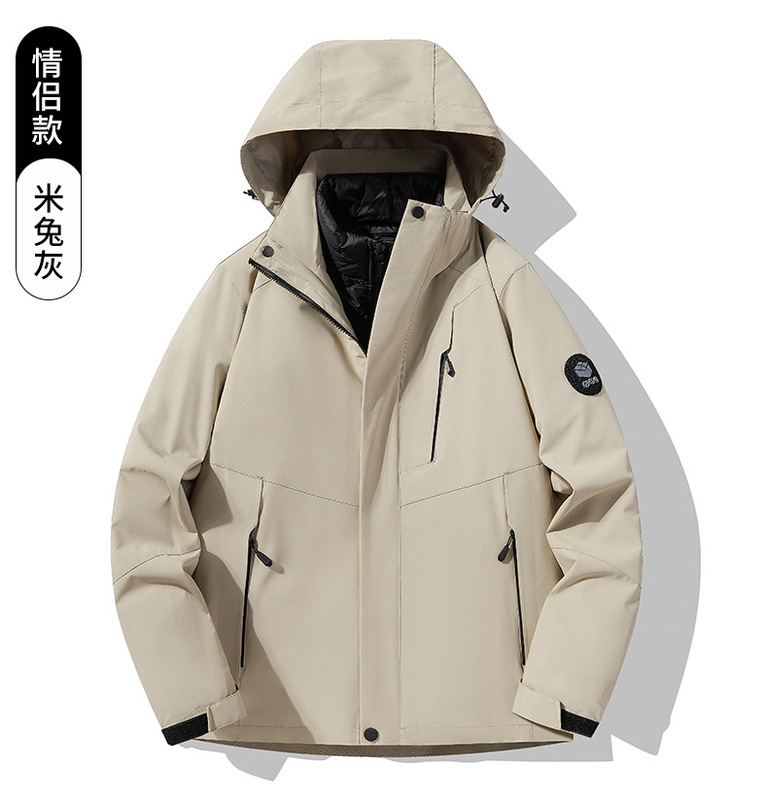 ダウン素材の3-in-1ジャケット、旅行や登山に最適な万能メンズジャケット、カップル向け秋冬用、高パフ力|undefined