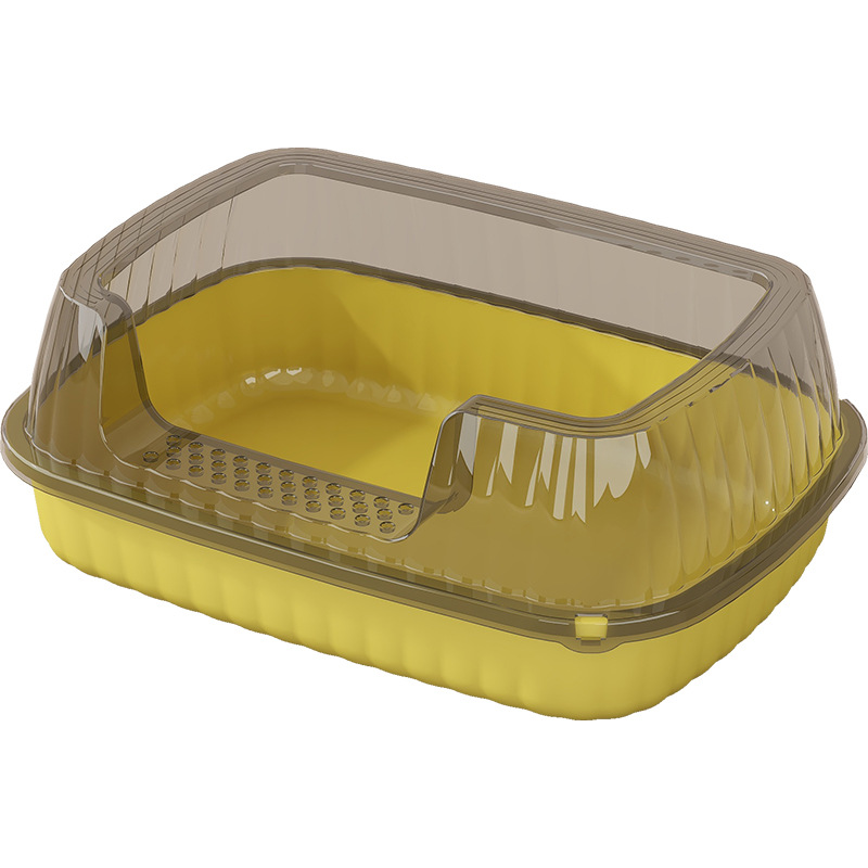 Basina de arena para gatos de mascotas, cerca alta para gatos jóvenes, inodoro para gatos cerrado para gatos abierto a prueba de salpicaduras externas