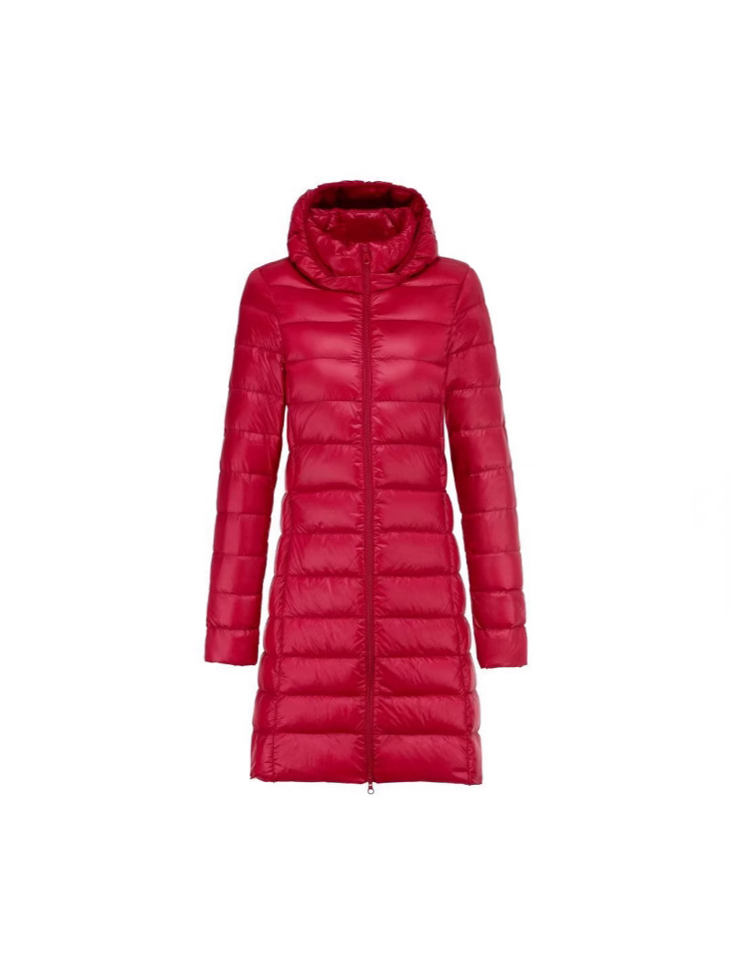 Invierno de mediana edad y ancianos de mediana edad, madre de longitud media, chaqueta de plumón ligera de gran tamaño, gorra extraíble y chaqueta de invierno de gran tamaño