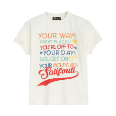 アメリカ半袖潮牌tシャツ女性夏アルファベットプリント白正肩底シャツスリム着痩せカジュアル上着