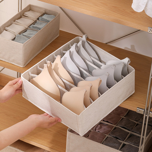 Anqin Tianshan cotton and linen storage box fabric foldable washable socks underwear bra storage box underwear storage box