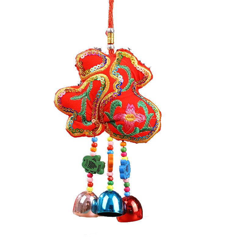 Nuevo bordado de sequillas colgantes de estilo nacional lugares escénicos recuerdos colgantes de campana de estilo chino colgantes de seguridad