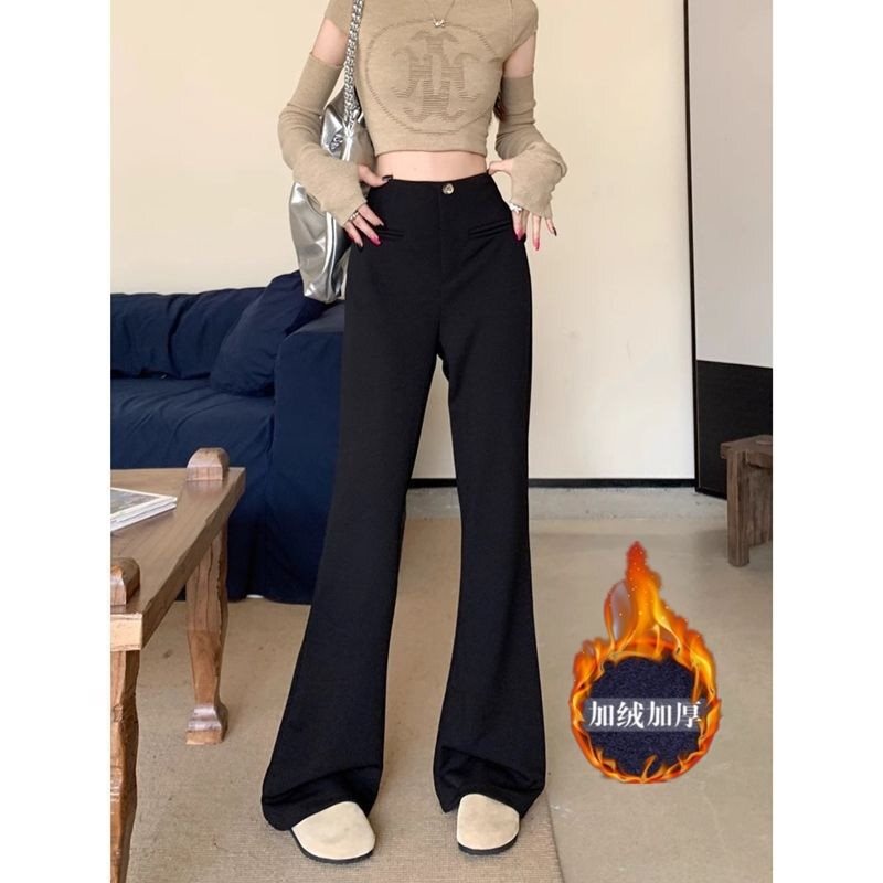 西装裤女2025春夏垂感纯欲提臀白色微喇叭裤高腰垂感显瘦休闲长裤|undefined