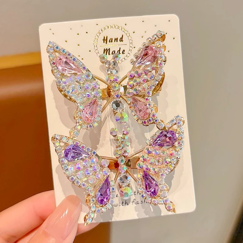 Clips para el cabello de los niños se moverá, clips para el cabello de mariposa de diamante, clips para el cabello de cabello lindo, clips para el lado, clips para el cabello roto, clips para el bang