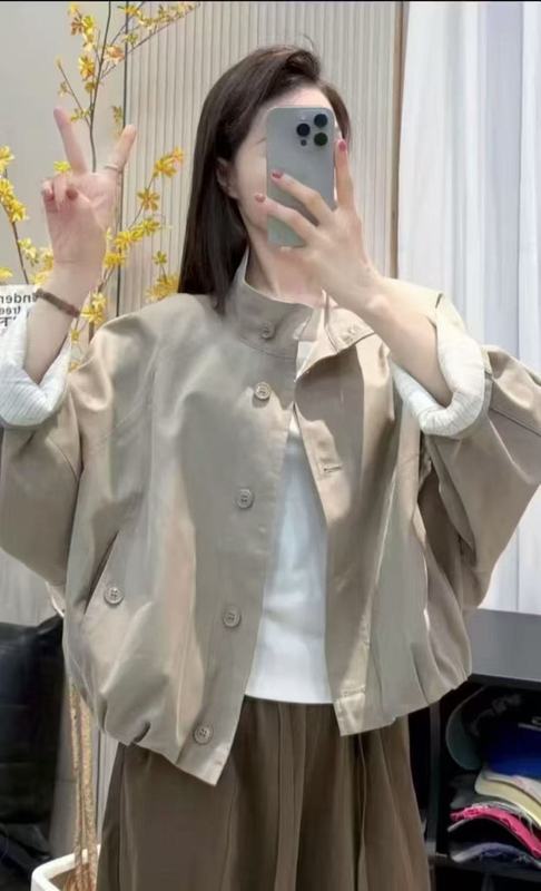 2025年秋款外套女宽松休闲韩版开衫长袖工装外套夹克衫上衣学院风|undefined