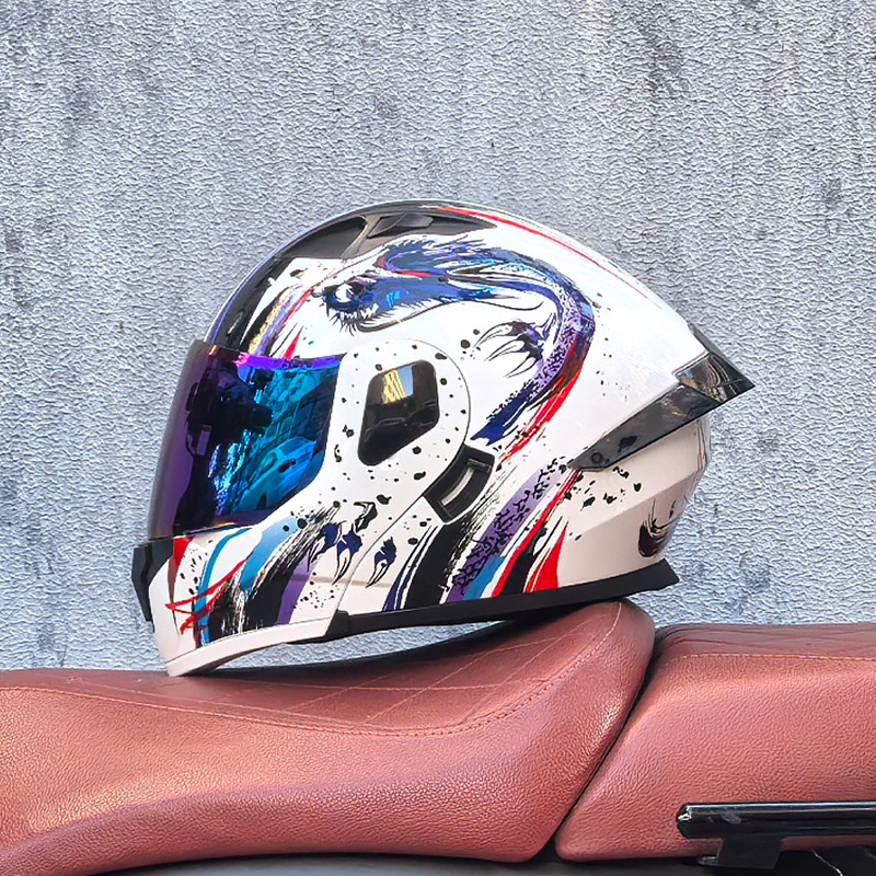 Orz casco de carcasa pequeña casco de cara a cara casco de motocicleta locomotora de doble lente hombres y mujeres de cuatro estaciones casco de crucero grande