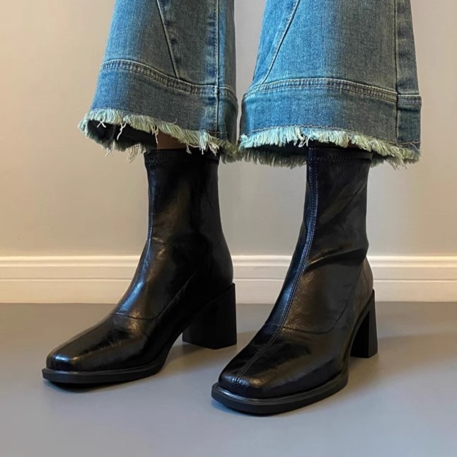 Women's Retro Chunky Heel Martin Boots With Soft Sole And Elastic Fit_voghion.com