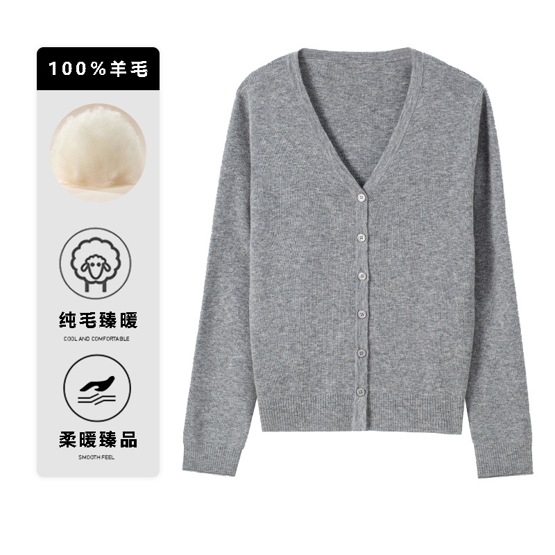 高端感专柜100纯羊毛开衫女厚款慵懒风宽松显瘦软糯长袖毛针织衫