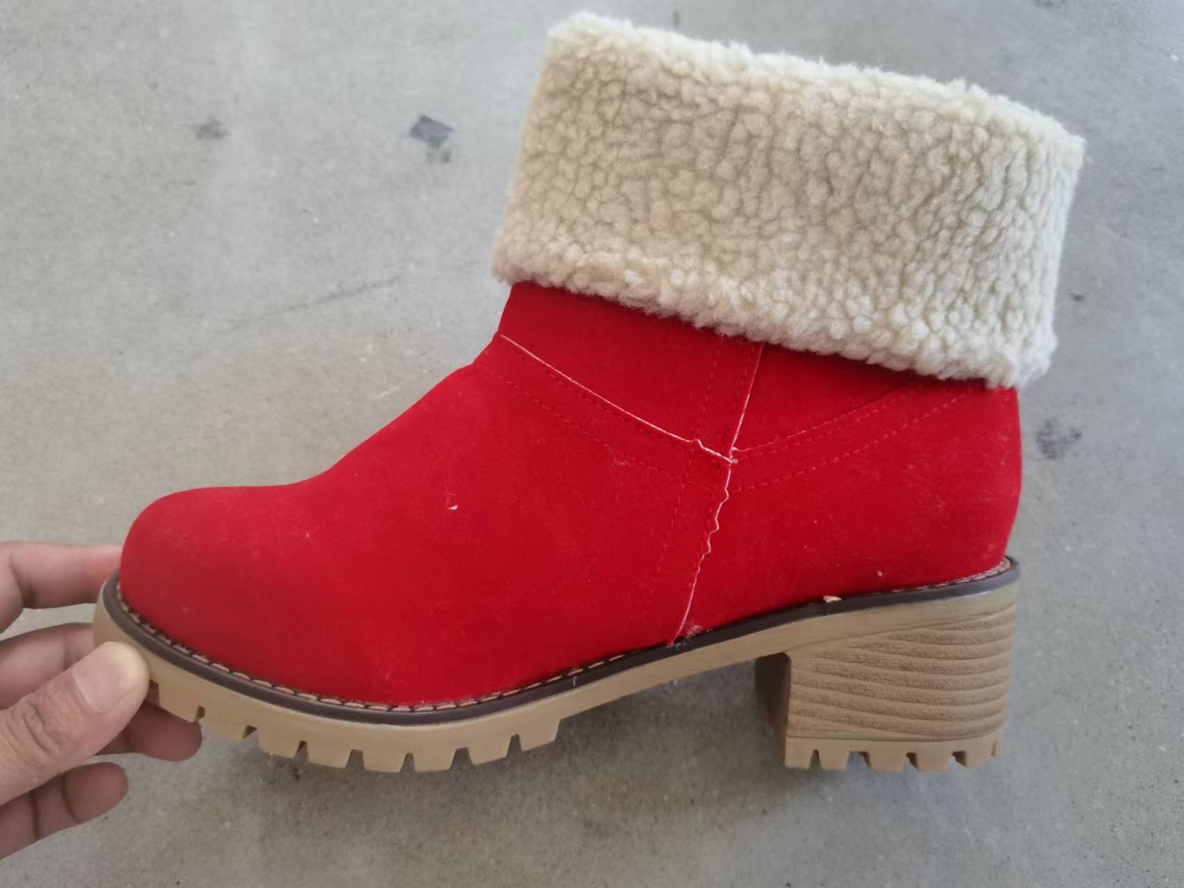 New autumn and winter plus cashmere warm two wear women's boots thick heel mid-calf boots large size snow boots_voghion.com