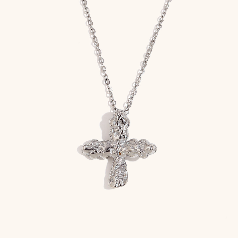 Stainless Steel Titanium Steel Simple Style Cross Plating Pendant Necklace display picture 3