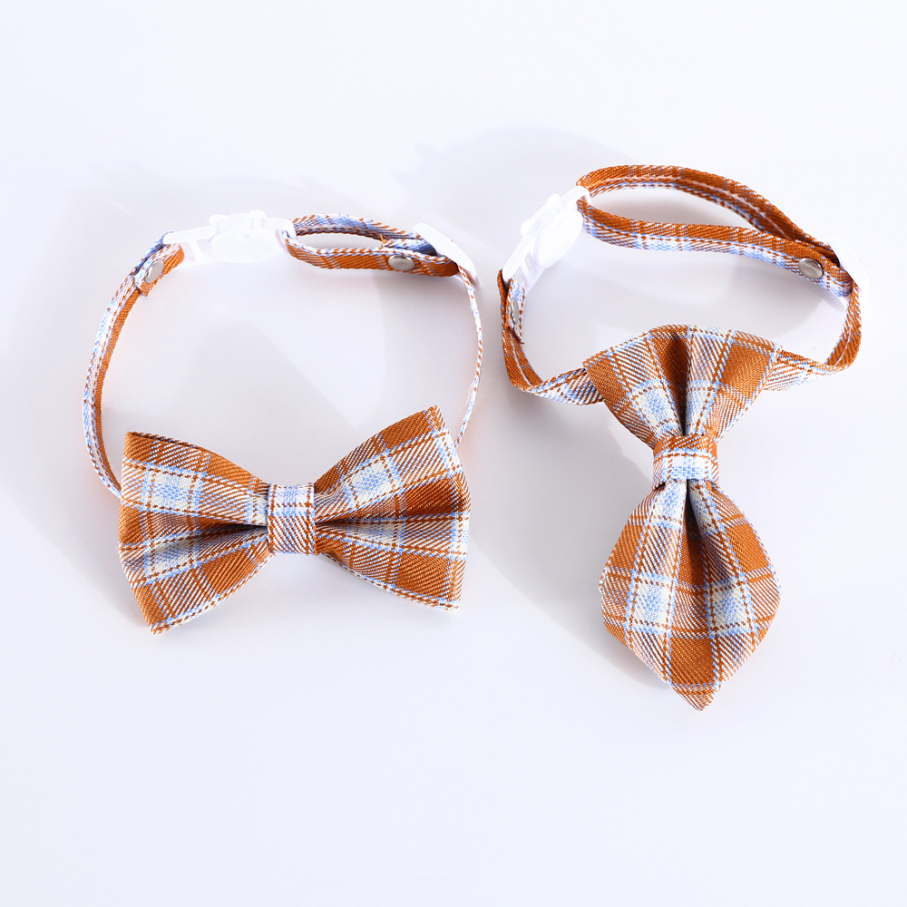 Pet Plaid English style bow tie collar anti-asfixia gato perro ajustable caballero bow collar