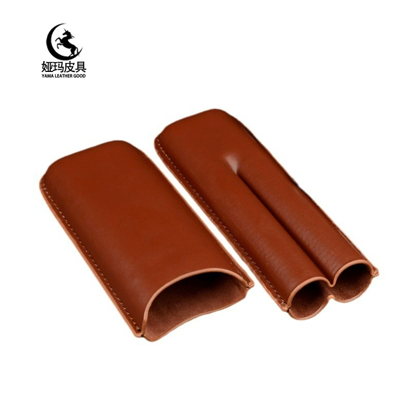 Внешняя торговля новый первый слой воловьей кожи из двух частей сигарный чехол простой портативный влагостойкий кожаный защитный чехол для сигар