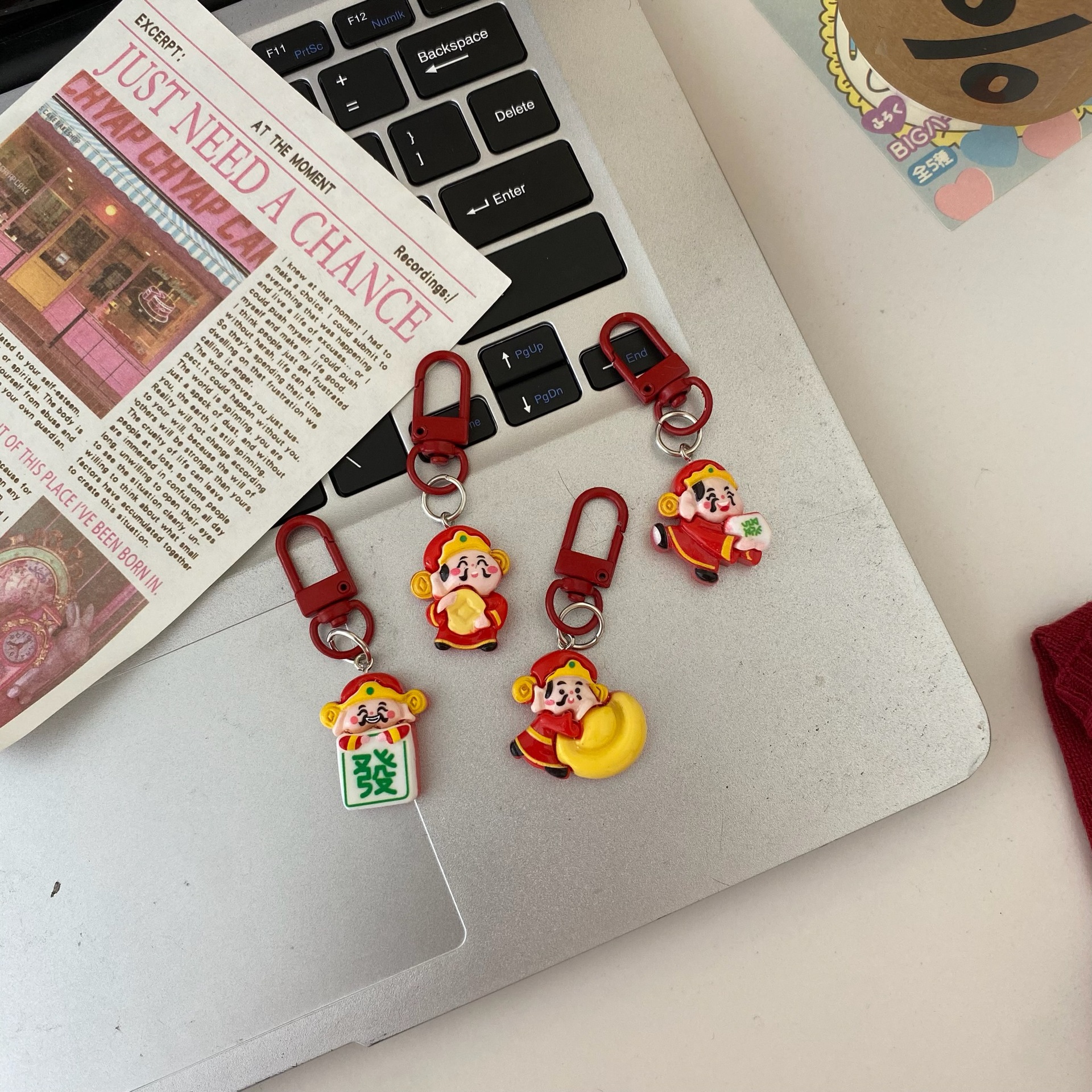 Año Nuevo Festival de Primavera Dios de la fortuna colgante llavero Yuan Bao riqueza bendición roja pequeña amiga colgante accesorios colgante regalo