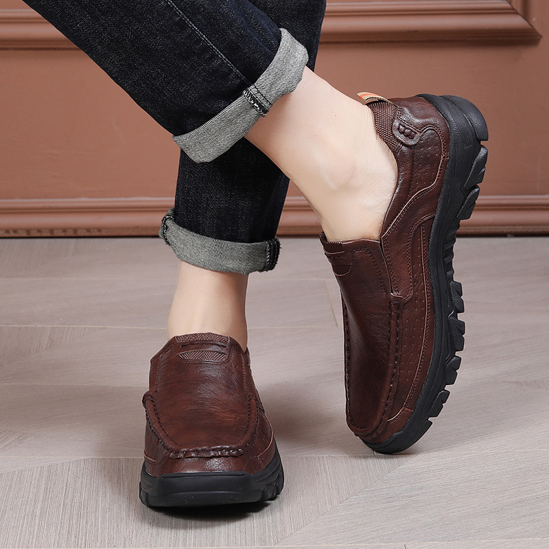 Transfronterizos Amazon zapatos de hombre de verano de alta calidad zapatos de cuero casuales de un pie zapatos Lefour antideslizantes zapatos de papá suaves