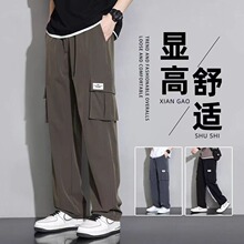 工装裤男士春夏季潮牌机能美式痞帅裤子宽松百搭束脚灰色休闲长裤