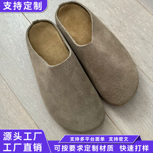 Spot Birkenstock Shoes, Genuine Leather Toe-Toe Slippers, 2025 New Style Lazy Outer Wear Half Slippers, Fashionable and Versatile Birkenstock Shoes